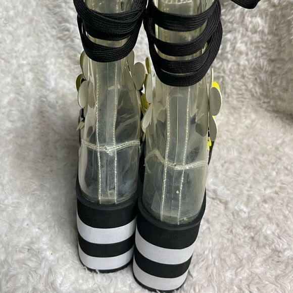Clear Floral Platform Heeled Boots - Picture 5 of 14